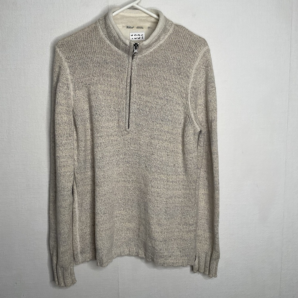Vtg Woolrich Women's Quarter Zip Wool Blend Pullover‎ Sweater British Tan Sz: L